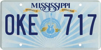 MS license plate OKE717