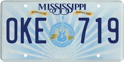 MS license plate OKE719