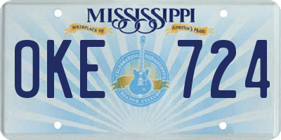 MS license plate OKE724