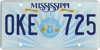 MS license plate OKE725