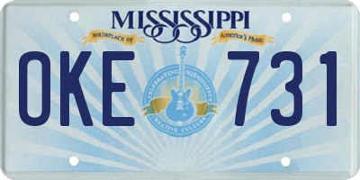 MS license plate OKE731