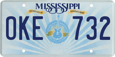MS license plate OKE732