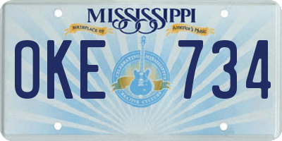 MS license plate OKE734