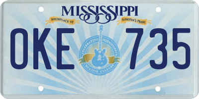 MS license plate OKE735