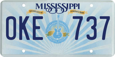 MS license plate OKE737