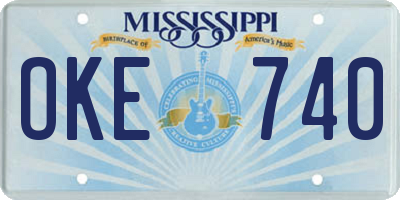 MS license plate OKE740
