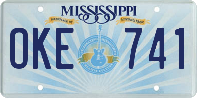 MS license plate OKE741