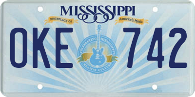 MS license plate OKE742
