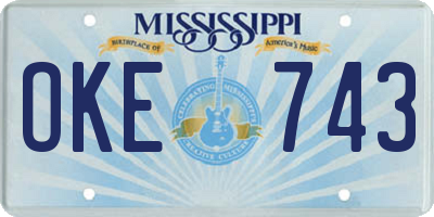 MS license plate OKE743