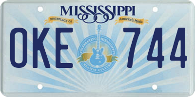 MS license plate OKE744