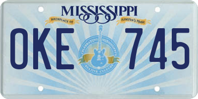 MS license plate OKE745
