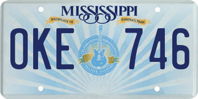 MS license plate OKE746