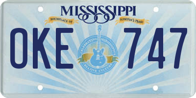 MS license plate OKE747