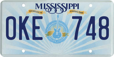 MS license plate OKE748