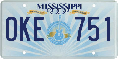 MS license plate OKE751