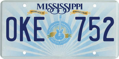 MS license plate OKE752