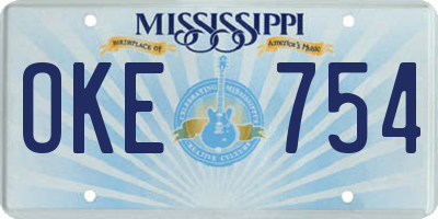 MS license plate OKE754