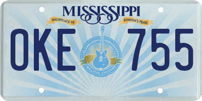 MS license plate OKE755