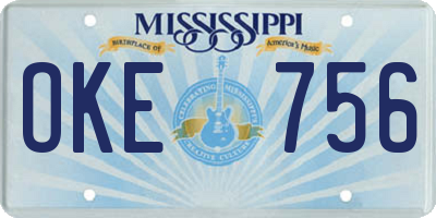MS license plate OKE756