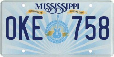 MS license plate OKE758