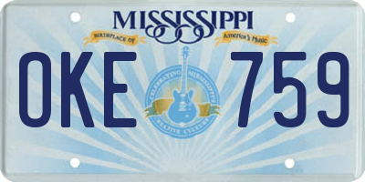 MS license plate OKE759