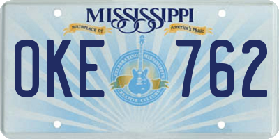MS license plate OKE762
