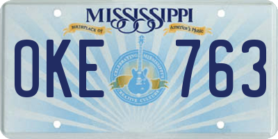 MS license plate OKE763