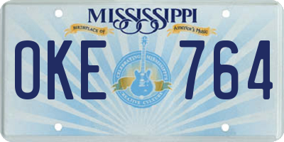 MS license plate OKE764
