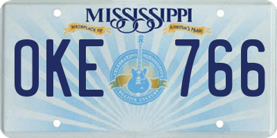 MS license plate OKE766