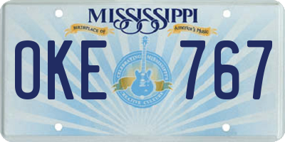 MS license plate OKE767