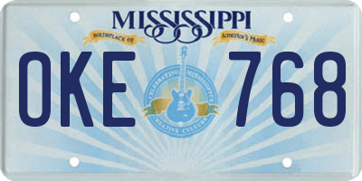 MS license plate OKE768