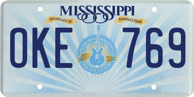 MS license plate OKE769