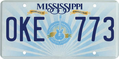 MS license plate OKE773