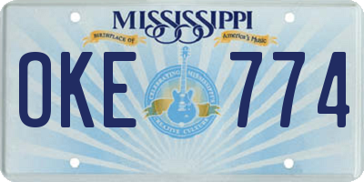 MS license plate OKE774