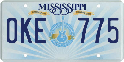 MS license plate OKE775