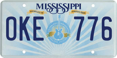 MS license plate OKE776