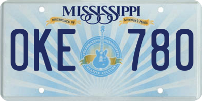 MS license plate OKE780