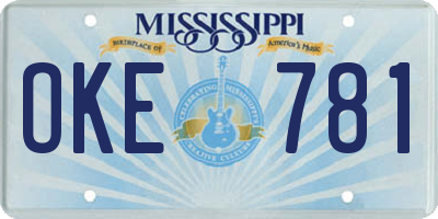 MS license plate OKE781