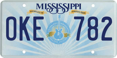 MS license plate OKE782