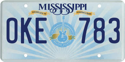 MS license plate OKE783