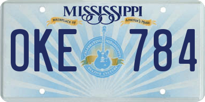 MS license plate OKE784