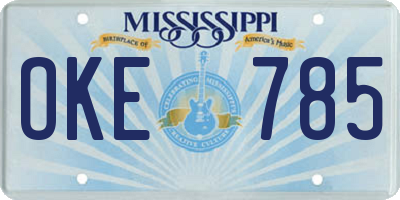 MS license plate OKE785