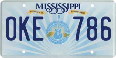 MS license plate OKE786