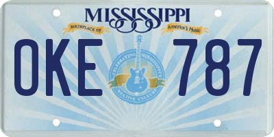 MS license plate OKE787
