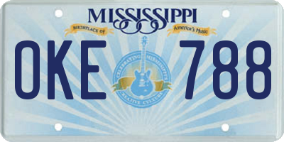 MS license plate OKE788