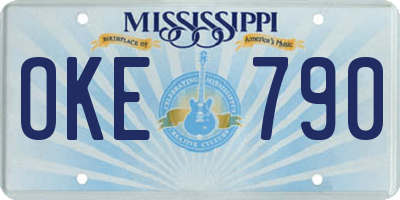 MS license plate OKE790