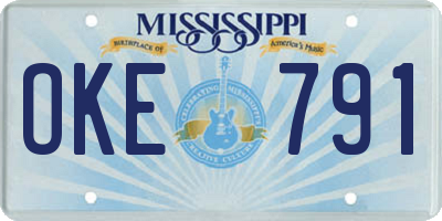 MS license plate OKE791