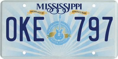MS license plate OKE797