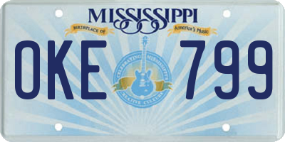 MS license plate OKE799
