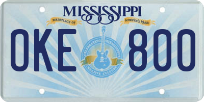 MS license plate OKE800